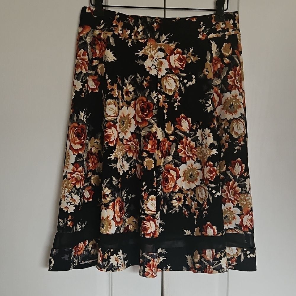 Faith and Joy Orange Black A-Line Skirt Casual Resort Wear - Picture 4 of 16